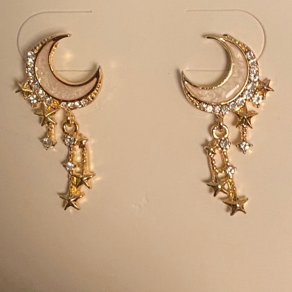 Crystal Crescent Earrings - Picture 3 of 3